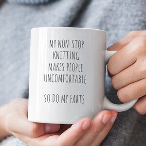 Knitting mug, farts mug, fart gifts, fart mug, knitting gift, knitting gifts for knitters, rude mugs, rude gifts, fart gift