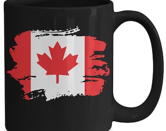 Canada Flag Paint Swipe Black Coffee Mug Canada Day Mug Canada Flag Gift Patriotic Canada Mug Proud Canadian 1st July Mug