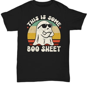 THIS IS SOME Boo Sheet T-Shirt Retro Sunset Design Funny Halloween Boo Ghost Costume Men Women