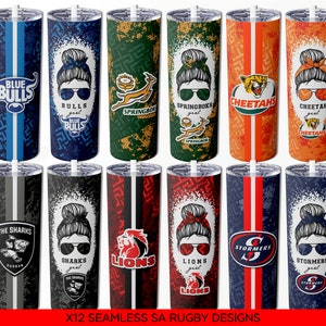 SA Rugby Tumbler Wrap Designs PNG Digital Download File Skinny 20 oz Straight Super 12 Design Sublimation Tumbler