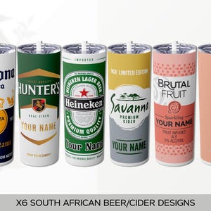 South African Cider Beer Tumbler Wrap Designs PNG Digital Download File Skinny 20 oz Straight Super 12 Design Sublimation Tumbler
