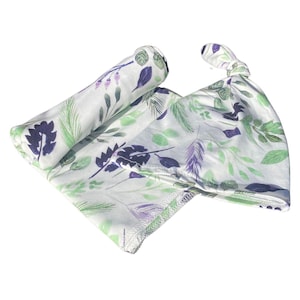 Baby swaddle blanket and matching hat
