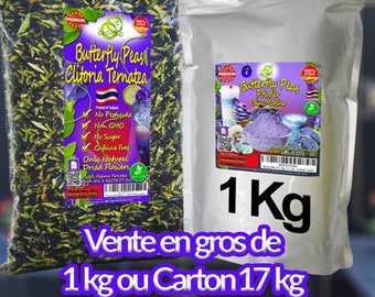 Tè di pisello farfalla 1 kg | OkO-OkO - Tè alle erbe thailandesi di qualità premium Clitoria Ternatea, fiori interi essiccati, infuso di tè blu