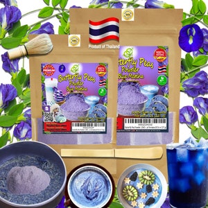Butterfly Pea Powder | OkO-OkO - 100% Sprayed Clitoria Ternatea Flowers, No Additives Matcha Blue Butterfly Pea Natural Coloring