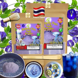 Butterfly Pea Powder | OkO-OkO - 100% Sprayed Clitoria Ternatea Flowers, No Additives Matcha Blue Butterfly Pea Natural Coloring