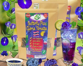 Butterfly Peas | OkO-OkO - Dried Flowers of Clitoria Ternatea Premium Quality, Blue Tea from Thailand, Butterfly-Pea, Blue Natural Dye