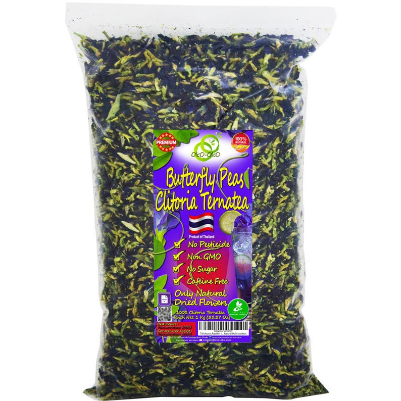 Butterfly Pea Tea 1Kg OkO-OkO Butterfly Pea Premium Quality Clitoria Ternatea Dried Whole Flower Thailand Herbal Tea, Blue Tea Infusion image 3