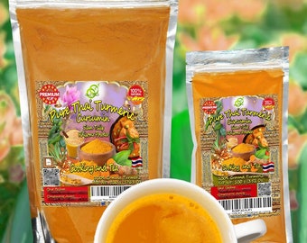Turmeric Thai | OkO-OkO 100% PURE Premium Turmeric No Salt, Blend or Additive Natural Rhizome Ground Powder Tea Kitchen Spice