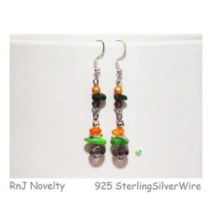 RnJ_Gemstone_Green Earring,925 Sterling Silver Wire,Dangle Earrings,Jewelry,Sterling Silver Wire,Earrings Dangle,Beads,Pearls,Crystals