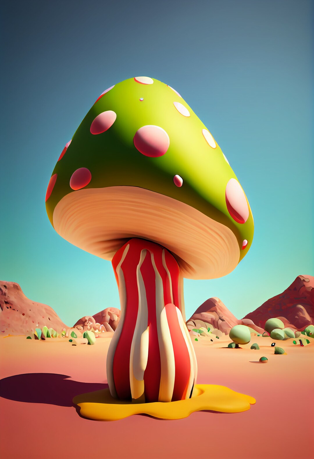 Jeff Koons Inspired Cartoon Mushrooms Wall Art Digital Print Etsy