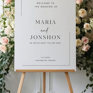 Minimalist Wedding Welcome Sign Template, Modern Editable Signage, Printable Wedding Sign, Canva Template, Instant Download