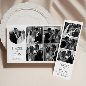 Modello di striscia per Photo Booth Wedding 2x6 e 4x6. Sovrapposizione minimalista per Photo Booth Wedding, Cornice per Photo Booth, Testo modificabile al 100%