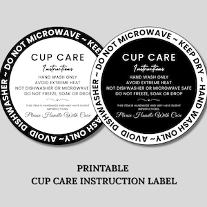 Vinyl Mug Care Instructions: Printable Washing Guide (Instant Download)