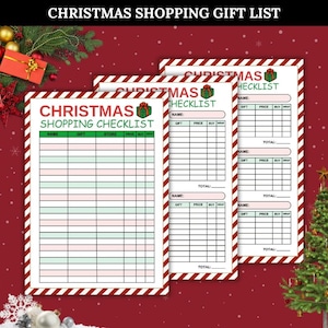 Christmas Shopping Gift List Printable, Christmas To Do List, Printable Christmas Gift Budget Tracker, Christmas Gift Organizer pdf