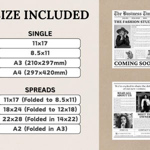 Business announcement newspaper template in Canva, ideal for large-format designs and professional photography features.