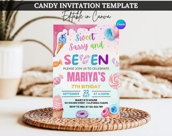 Candy Geburtstagseinladung: süßes freches Thema (Digitaler Download)