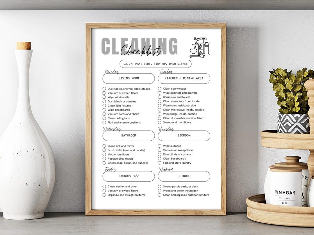 Weekly Cleaning Schedule: Minimalist Checklist, Home Organization ...