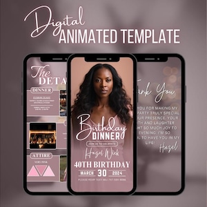 Digital Birthday Dinner Invitation Digital Birthday Party Invite, Editable Template, Text, Birthday Party, Instant Download, text evite