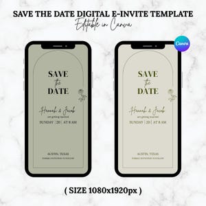 Sage Minimal Save the Date E-Invite Template, Minimalist Digital Invitation, Electronic Wedding Save the Date, Instant Download