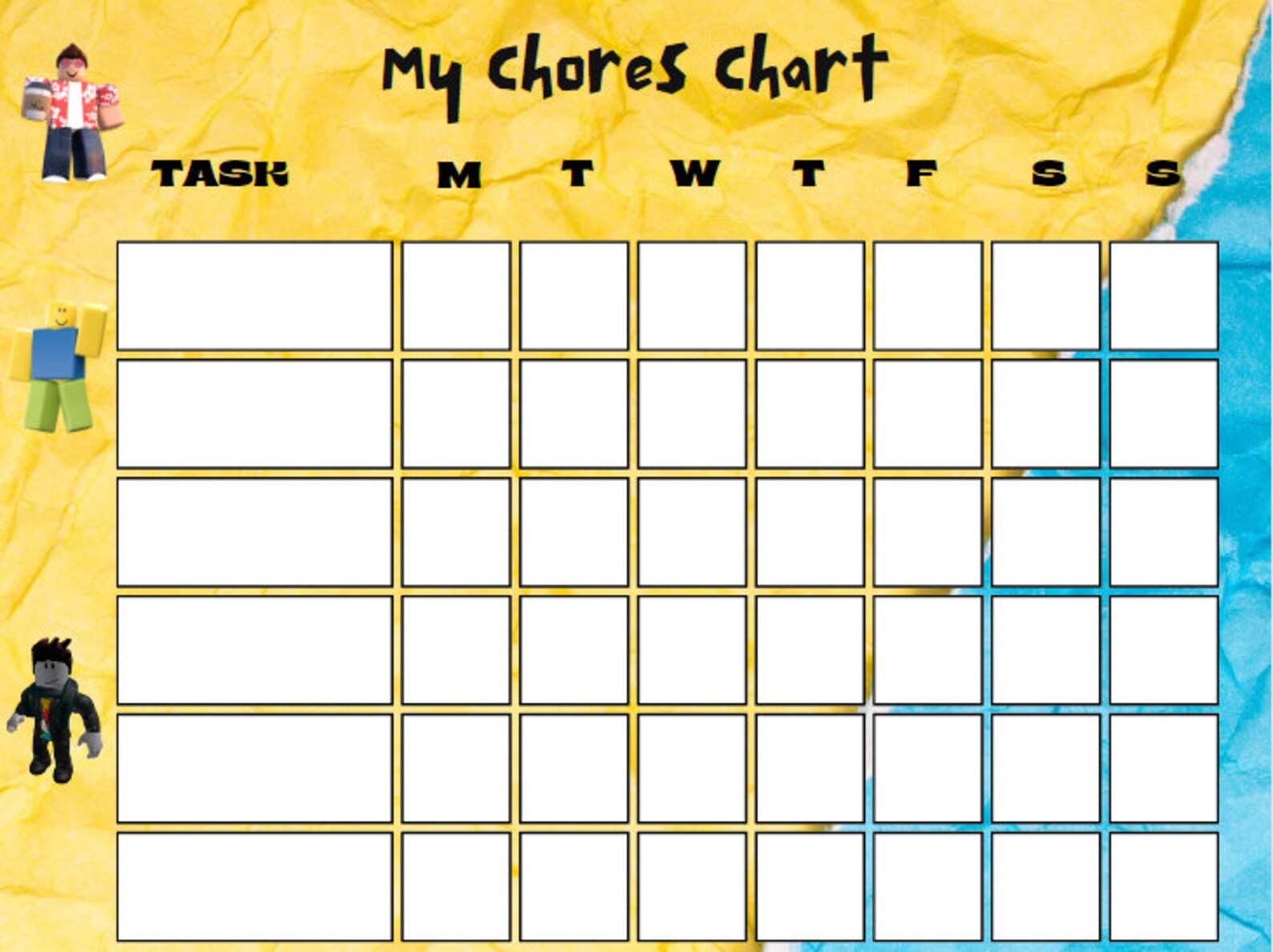 Kids' Printable Chore Chart, Money Jar Sheet, and Saving Plan. Roblox ...