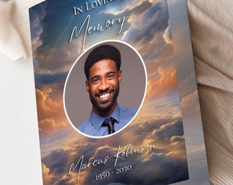 Sunset Sky Funeral Program Template: Editable Memorial (Digital Download)