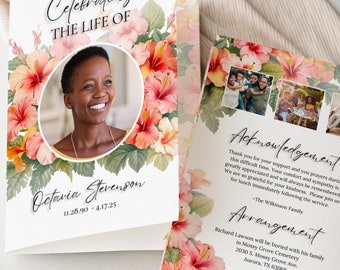 Sjabloon voor tropische hibiscusbegrafenis: Celebration of Life (digitale download)