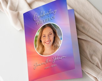 Sunset Funeral Program Template: Editable Memorial Card (Digital Download)