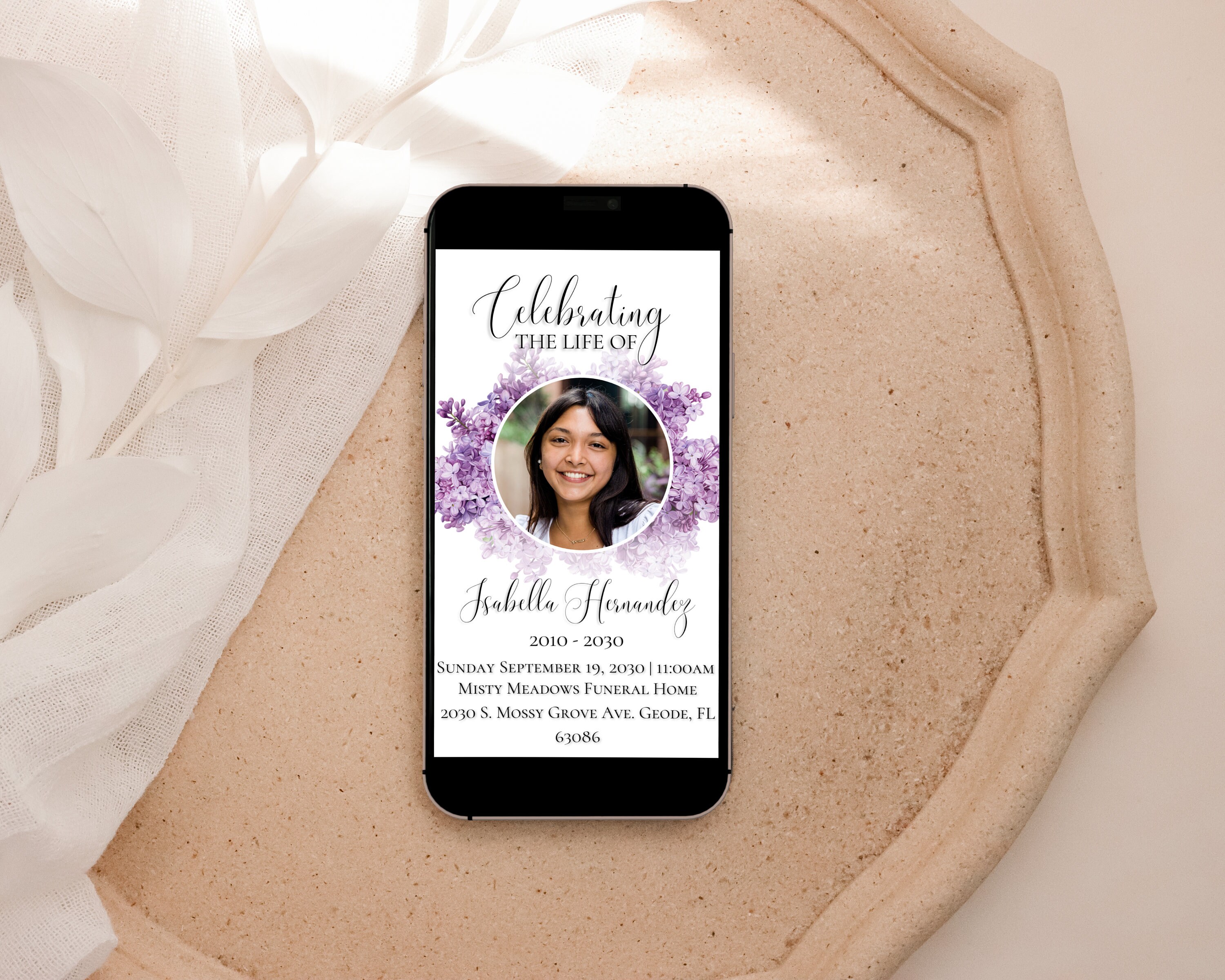 Funeral Announcement Funeral Invitation Template Editable Memorial ...