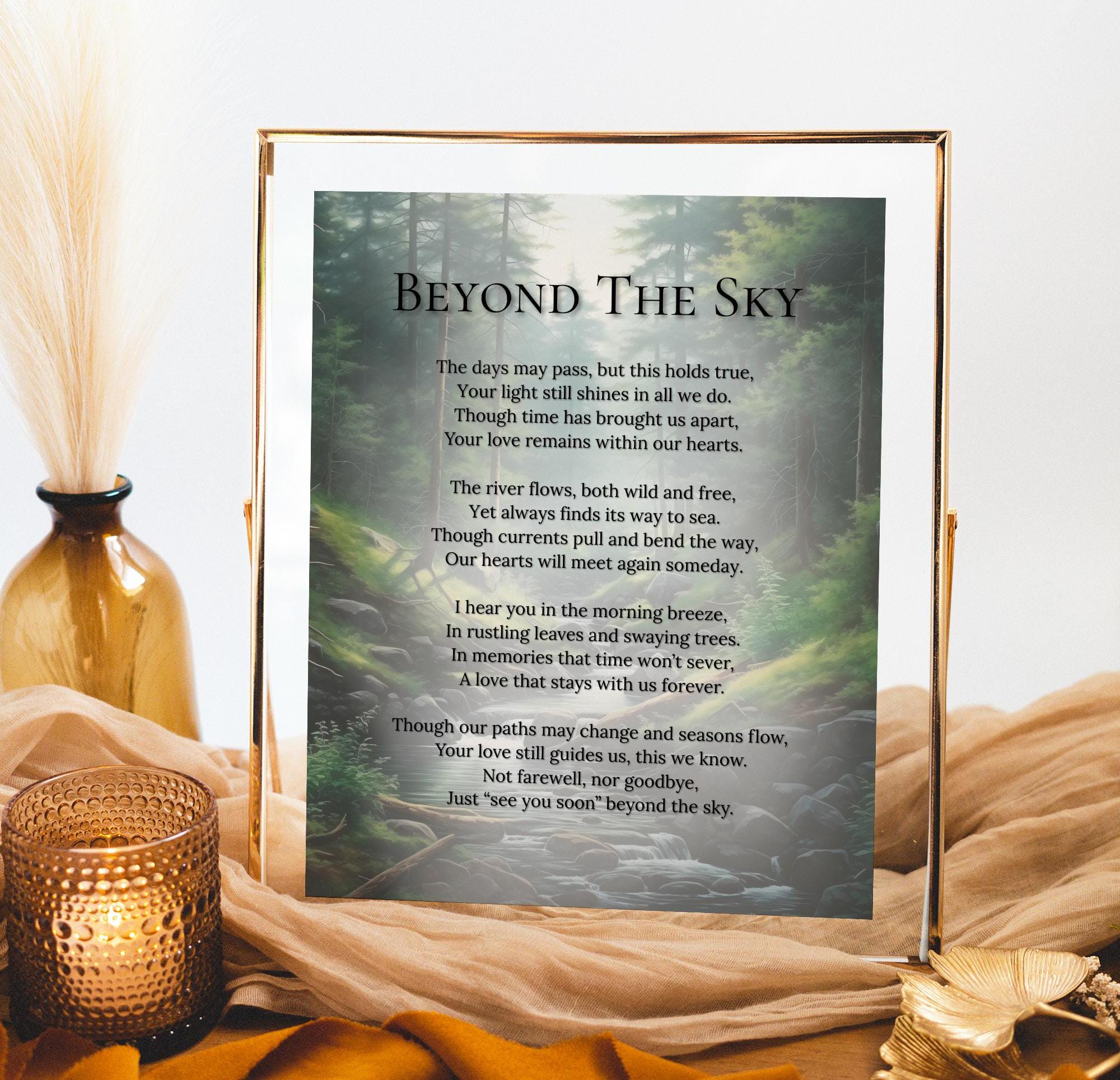 Funeral Poem Sign: Green Forest Memorial Keepsake (PDF PRINT)