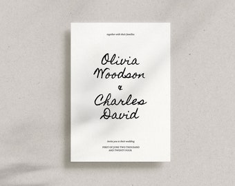Minimalist Script Wedding Invitation Template, Elegant Modern Design, Editable Canva Download • OLIVIA