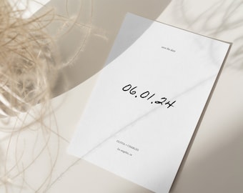 Minimalist Script Save the Date Template, Elegant Modern Design, Editable Canva Download • OLIVIA
