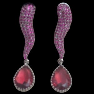 Invisible Setting Earrings Luxury Ruby Diamond Trardrop Earrings Hot Pink CZ Earrings Wedding Gift