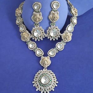 Sabyasachi inspired necklace,Premium long necklace,dangle earrings,Statement jewelry,Bridal jewelry,Indian jewelry,Tayani kundan set,