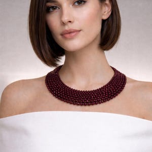 Elegant Multi-Layer Beaded Choker Necklace,Statement party Necklace set,Hydro Mat Neckline