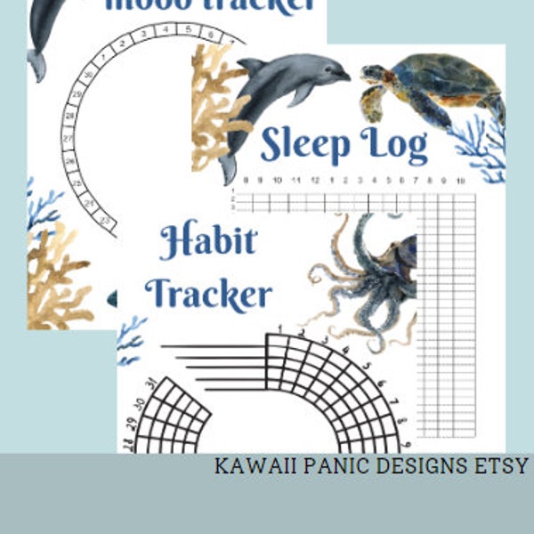 Monthly Tracker Set - Sea Flora and Fauna