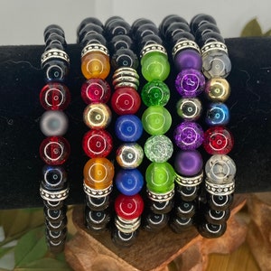 Superhero-inspired bracelets: various bead colors. Themed hero bracelets for Men/Women