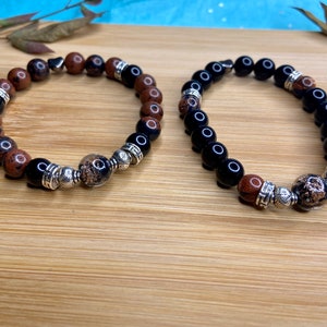 Unisex Bracelets: Glow in the Dark Luminous Black Lantern Golden Sand/Gemstone bead bracelets, Luminous bead bracelet for women