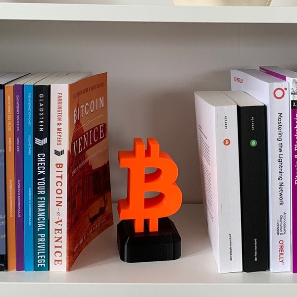 Statue imprimée en 3D du logo Bitcoin - Cadeau parfait - Un must pour tous les passionnés de Bitcoin