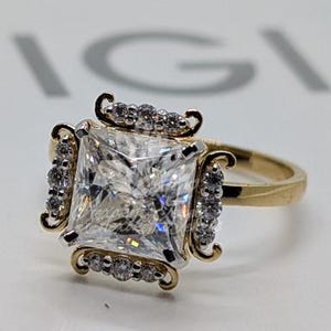 Lab Grown Diamond Ring, Princess Cut Diamond Ring, Vintage Style minimalist Proposal Ring, 4 Carat Diamond anniversary Ring, Engagement Ring