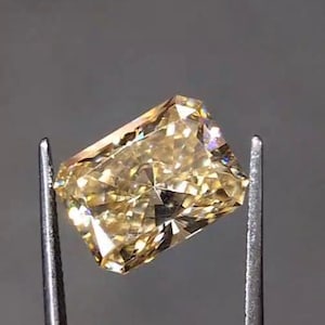 5.45 Carat Canary Yellow Moissanite Stone , Handcut Sparkaling Yellow  Moissanite