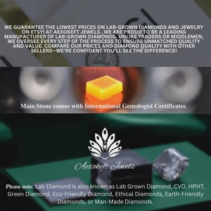 Puede incluir: La imagen presenta texto sobre diamantes y joyas cultivados en laboratorio de Aexokeft Jewels. Destaca los precios m&aacute;s bajos, la calidad y los certificados de gem&oacute;logo internacional. El logotipo es un pavo real estilizado. Texto adicional enumera nombres alternativos para diamantes de laboratorio.
