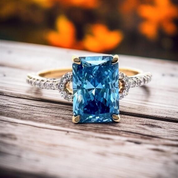 Anillo de compromiso de quilates con diamante cultivado en