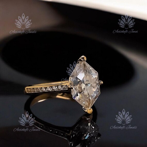 2CT Moissanite Anniversary Ring Dutch Marquise Ring, Lab