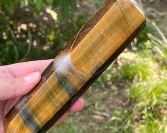 Double-Headed Tiger Eye Massage Wand Model 3 - Unique Healing Tool for Energy Balance and Protection, 20.5 cm