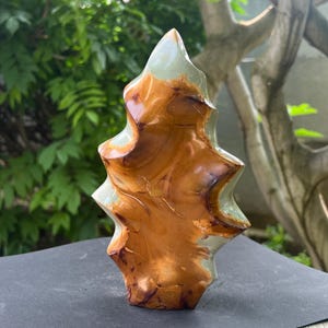 Ocean Jasper Flame Sculpture | Model 1 - Handcrafted Freeform Crystal Decor for Home Introspection