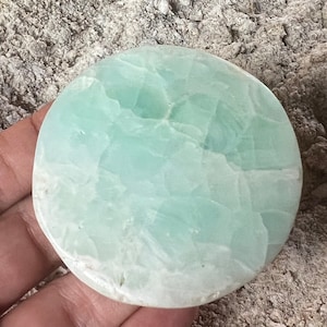 6 cm Blue Calcite Disc (from Pakistan) model 1, blue calcite minerals