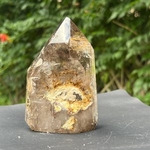 Smoky Phantom Quartz Point (from Madagascar), model 1, quartz crystals, minerals, Smoky Tower