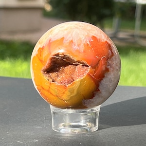 Carnelian Sphere 5.4 cm Model 3 | Red Crystal Ball from Madagascar | Polished Carnelian Mineral | Rare Find Collector Stone Decor