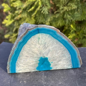 Blue Agate Candle Holder approx. 11×8.5×7.5 cm | Natural Geode from Brazil | Crystal Tealight Holder | Home Decoration & Gift