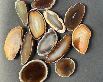 Brown Agate Crystal Slab from Brasil, Natural Slice Druzy Agate Gemstone